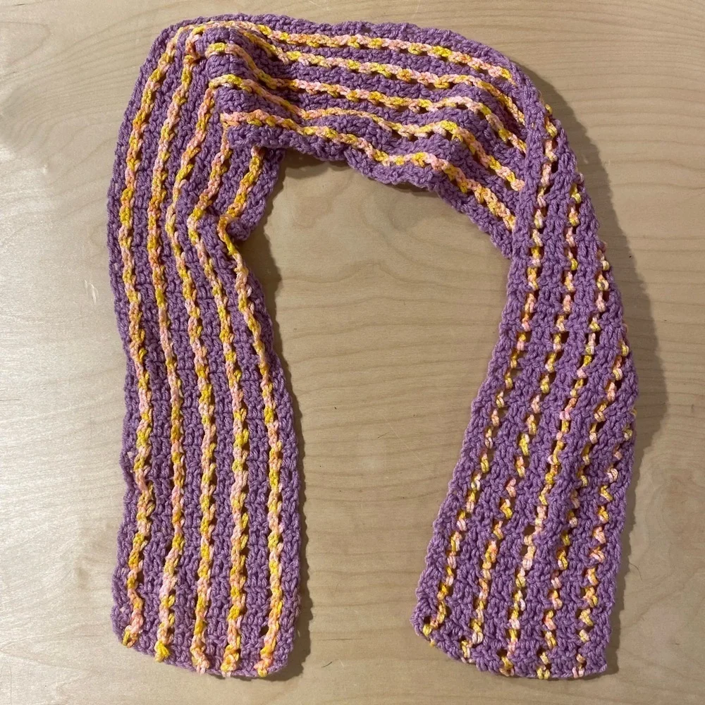 Striped Purple and Yellow Knit Scarf (OV)
